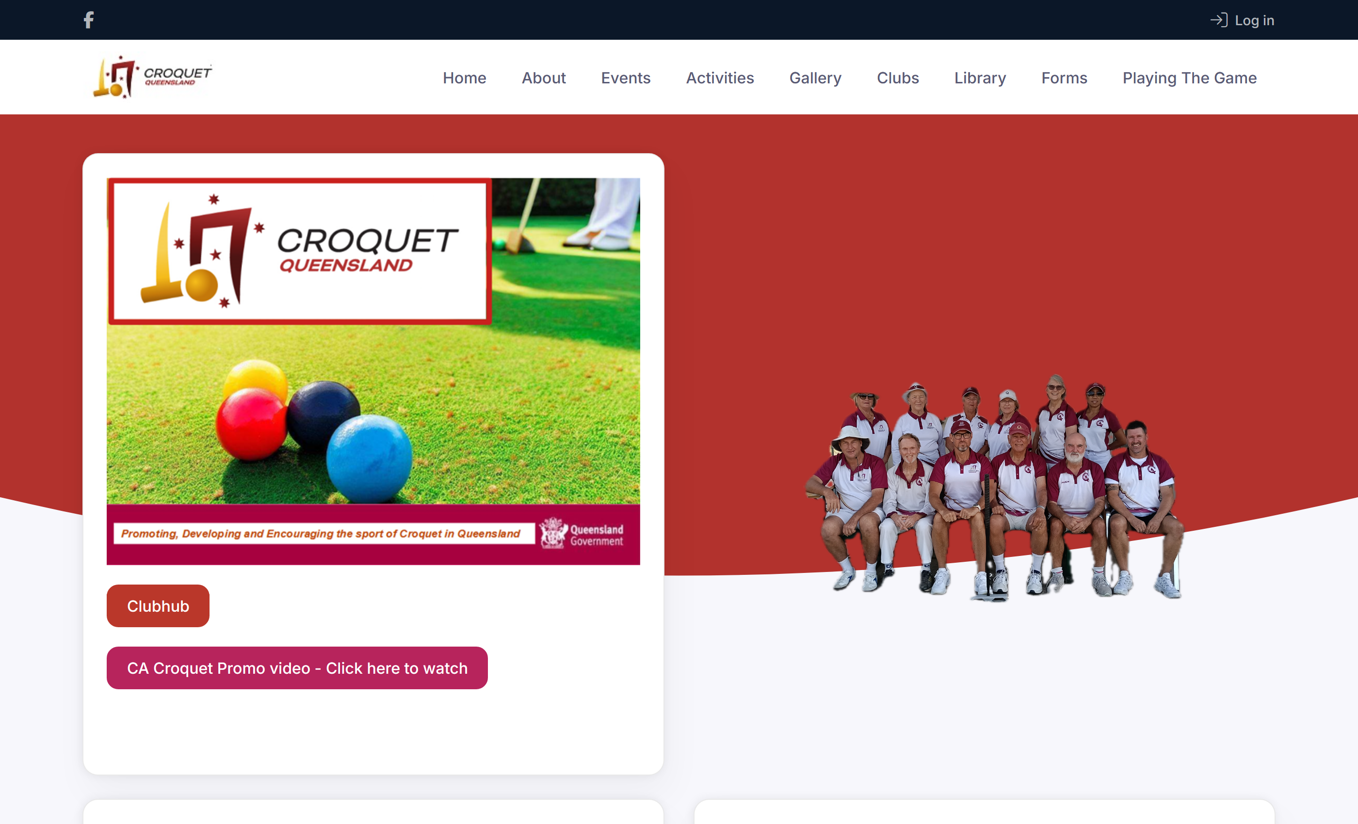 The croquetqld.org homepage on 19 June 2026, on the RevolutioniseSport template.