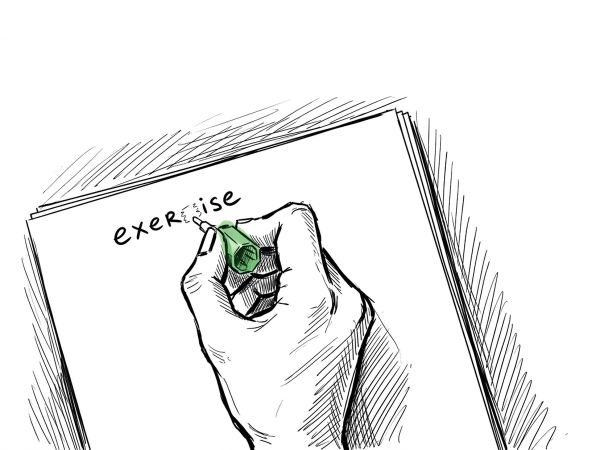 A hand marking a line of text on a printed page with a highlighter.